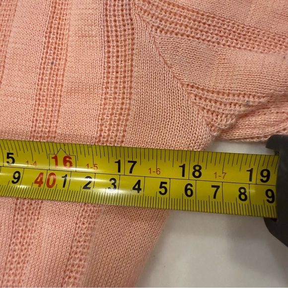 Henri Bendel Women’s Short Sleeve Cotton Ribbed Sweater Light Peach Sz S - Picture 5 of 9